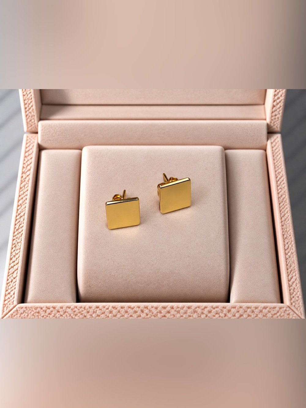 Classic brushed Gold Square Stud Earrings - Women Jewelry